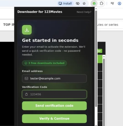 123movies downloader verification code