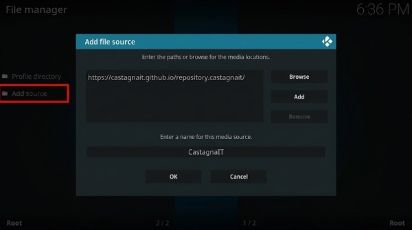 add source on kodi