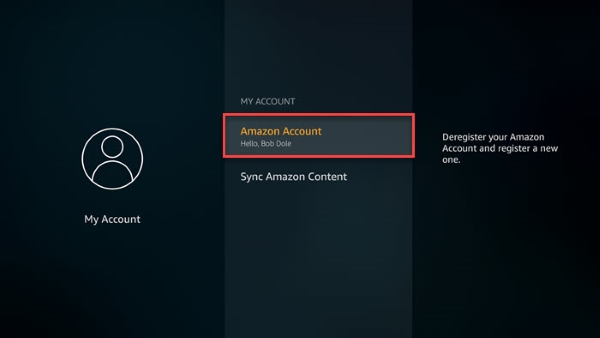 amazon account on fire tv
