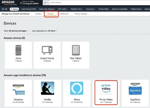 locate prime video on devices