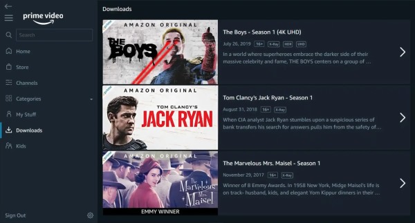 amazon prime video downloads