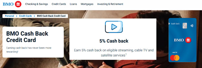 bmo cash back credit card for streaming