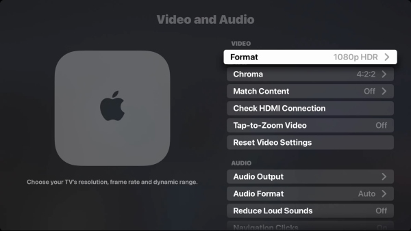 change apple tv video quality
