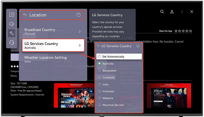 change lg services country