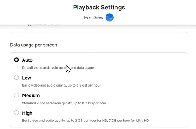 change netflix playback video quality