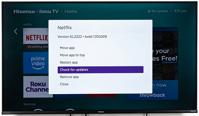 check netflix update on hisense roku tv