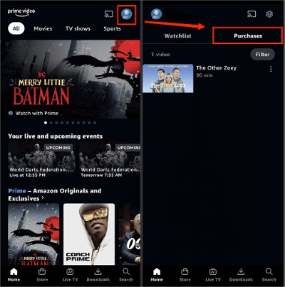 check purchased prime video on iphone