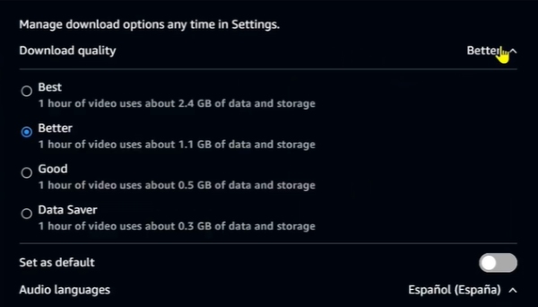 choose prime video download quality on mac