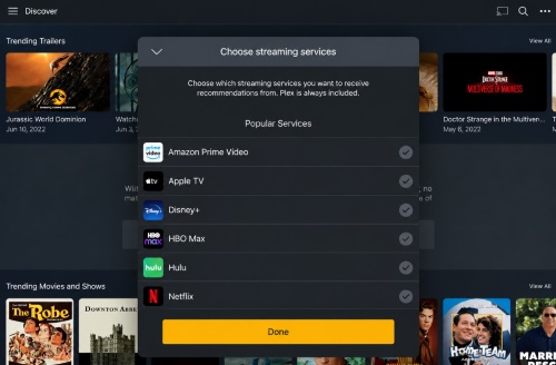 choose streaming service plex