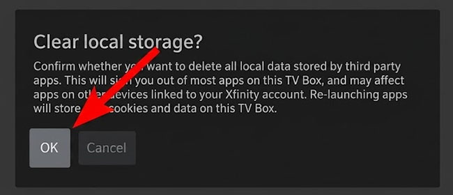 clear local storage xfinity