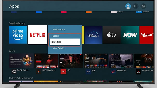 delete reinstall netflix on samsung tv