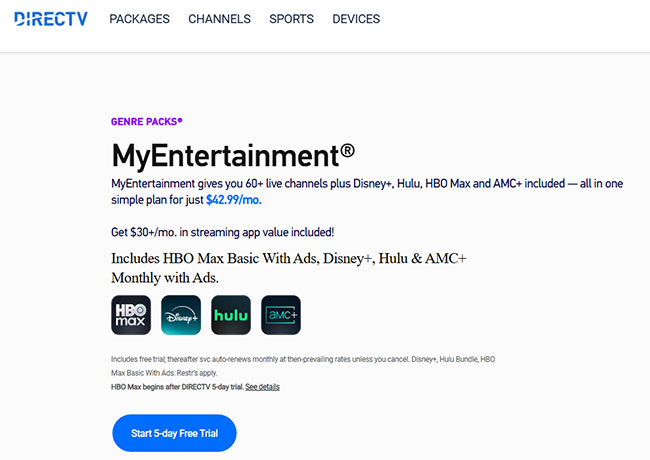 get disney plus via directv myentertainment free trial