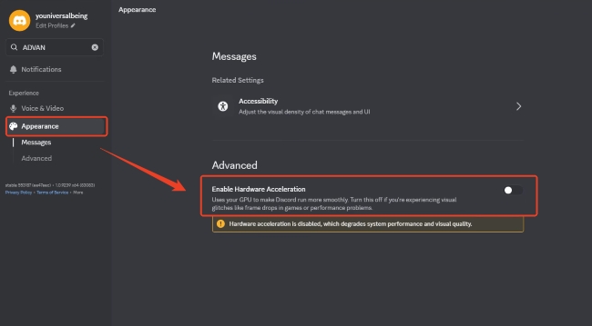 disable hardware acceleration discord