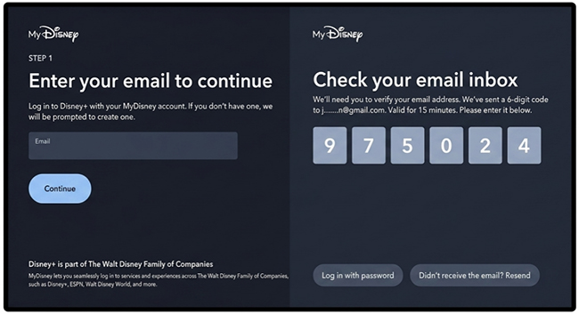 enter disney plus account to log in on tv