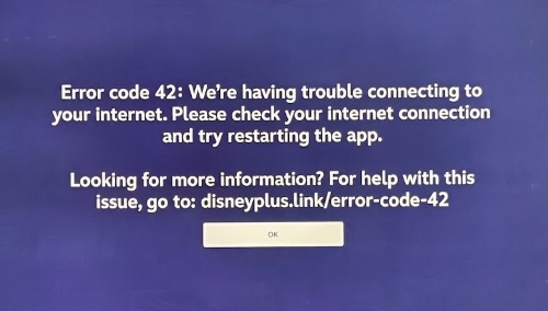 disney plus erro code 42