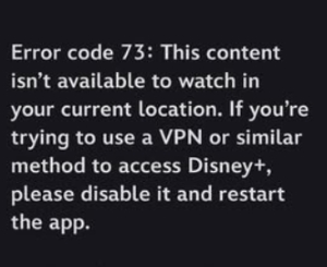 disney plus error code 73