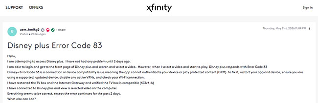 disney plus error code 83 user case 1