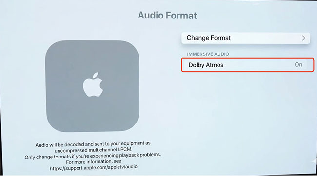 enable dolby atmos apple tv