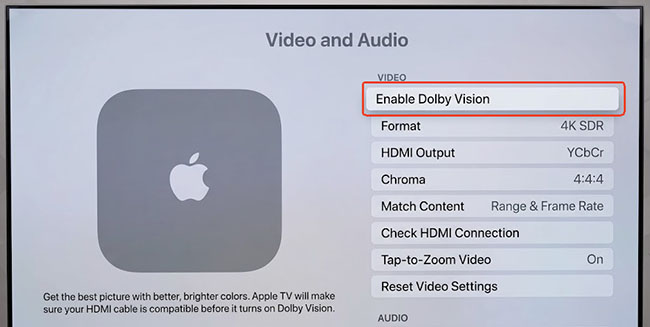 enable dolby vision apple tv