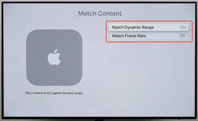 enable match content apple tv