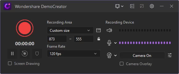 enable webcam recorder democreator