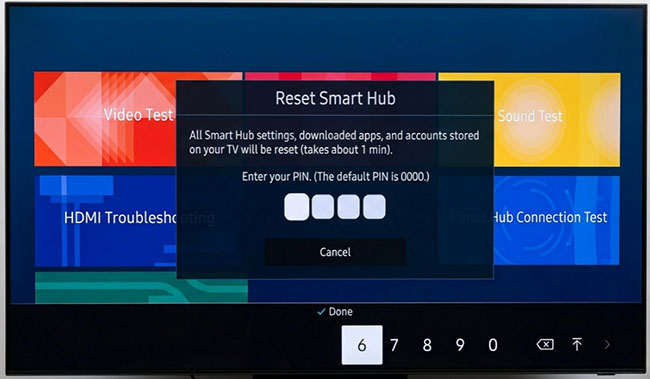enter pin to reset smart hub