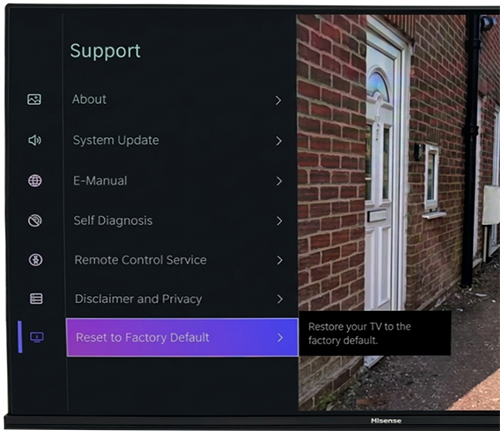 factory reset hisense tv
