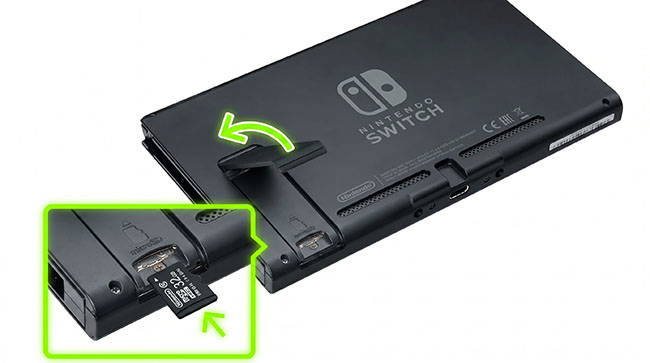 insert micro sd card to nintendo switch