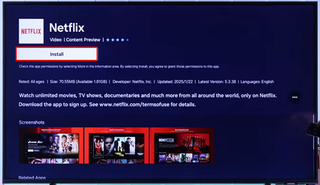 install netflix on samsung tv