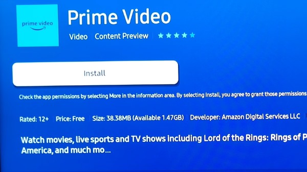 install prime video on samsung tv