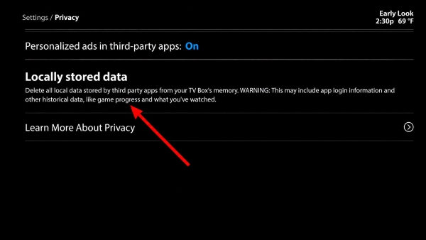 local stored data on xfinity