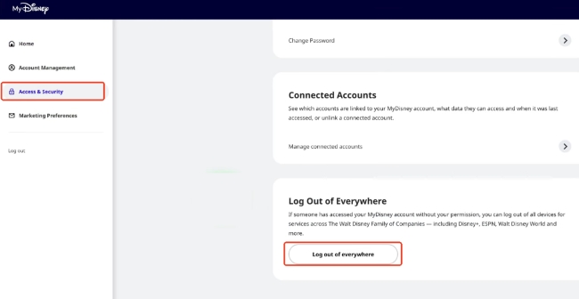 log out of disney plus everywhere