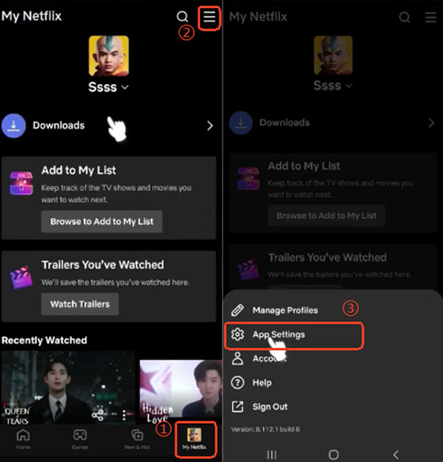 netflix app settings