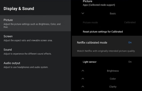 netflix calibrated mode on sony