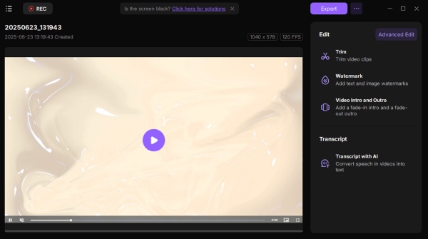 preview and edit recording