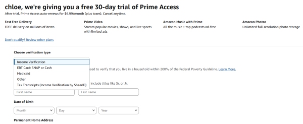 prime video discount via assistance program