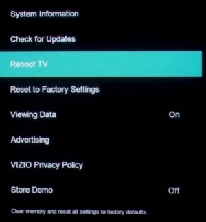 reboot vizio tv