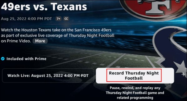 record thursday night football option