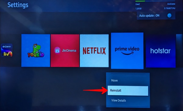 reinstall prime video on tv