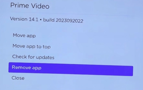 remove prime video from roku