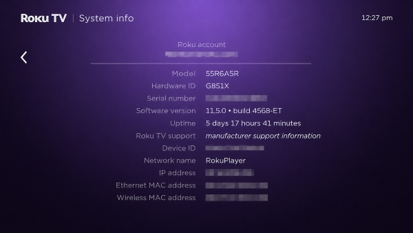 roku system info