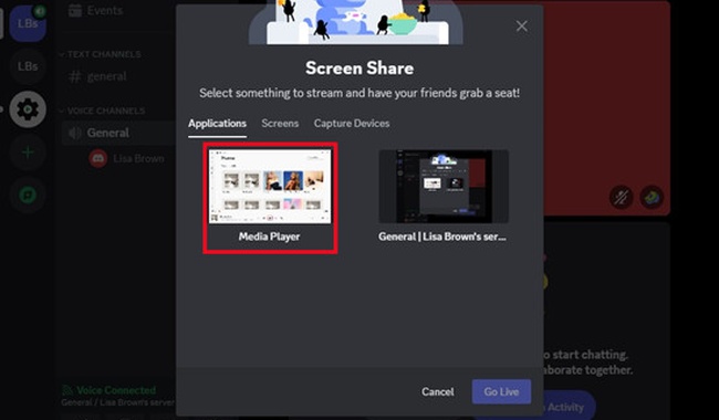 screen share local video discord