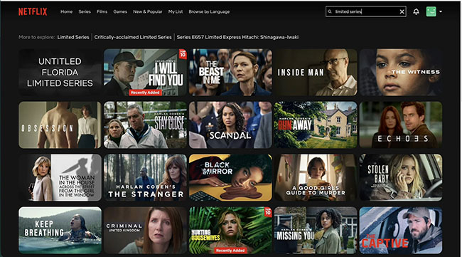 search limited series on netflix