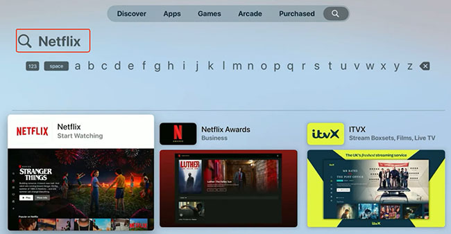 search netflix to download on apple tv