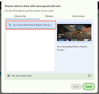 select disney plus tab apowersoft