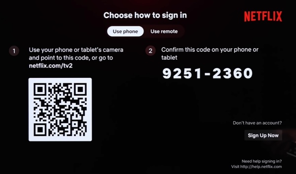 sign in to netflix on tv