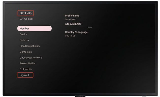 sign out of netflix on samsung tv