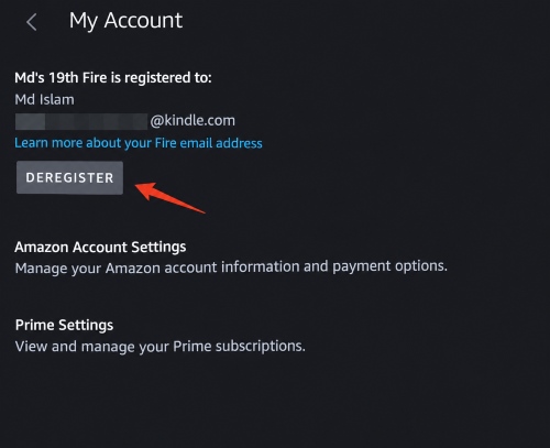 sign out of prime video on fire tablet
