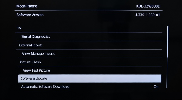 software update sony tv