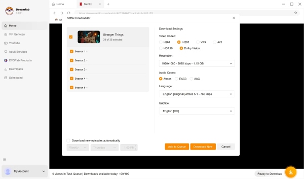 streamfab netflix downloader settings
